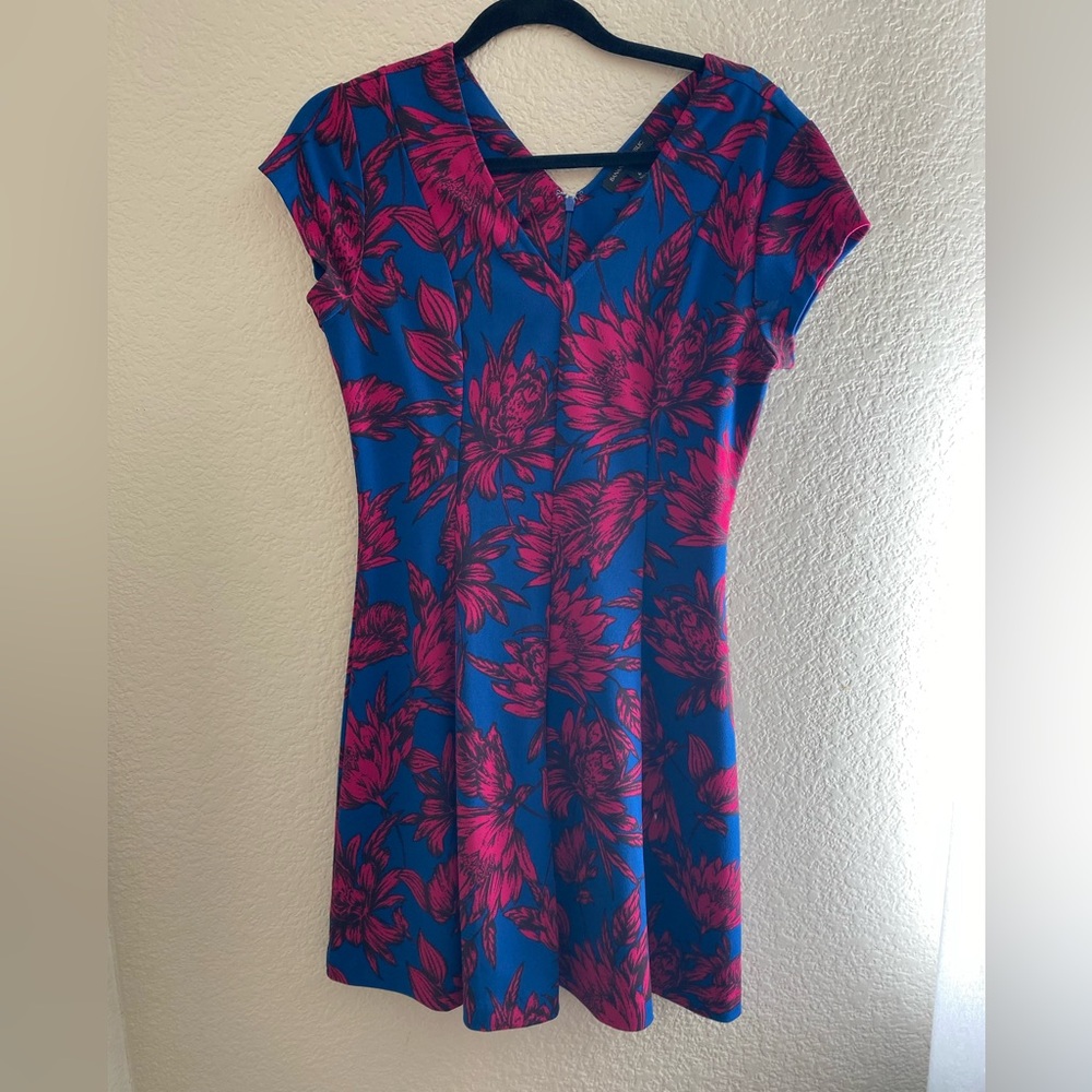 Banana Republic Blue and Pink Floral Midi Dress